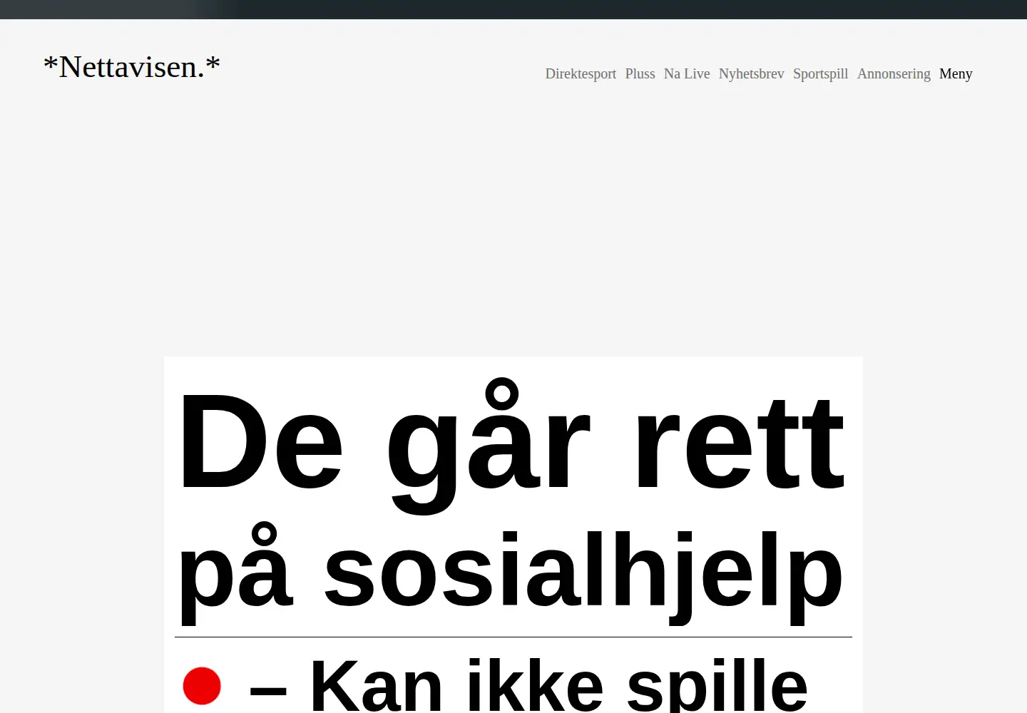 Captured homepage of nettavisen.no in the current scan
