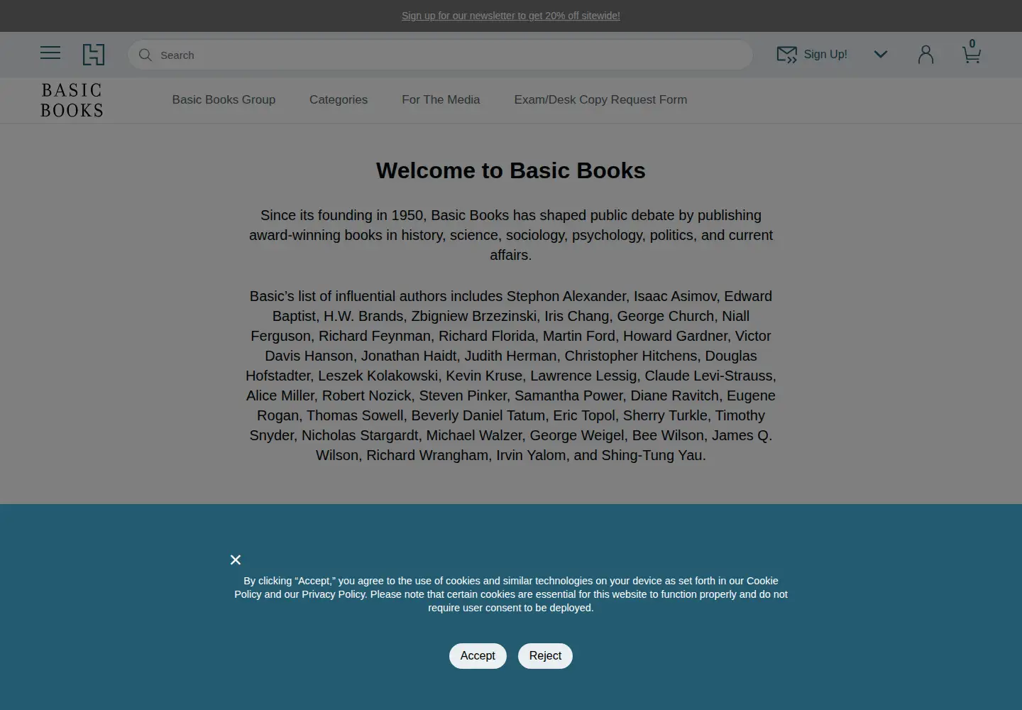 Captured homepage of basicbooks.com in the current scan