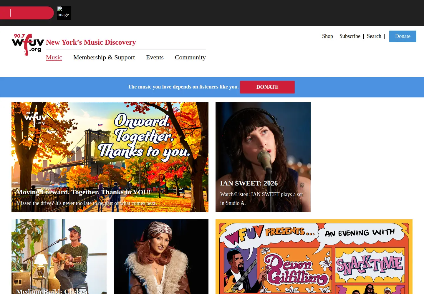 Captured homepage of wfuv.org in the current scan
