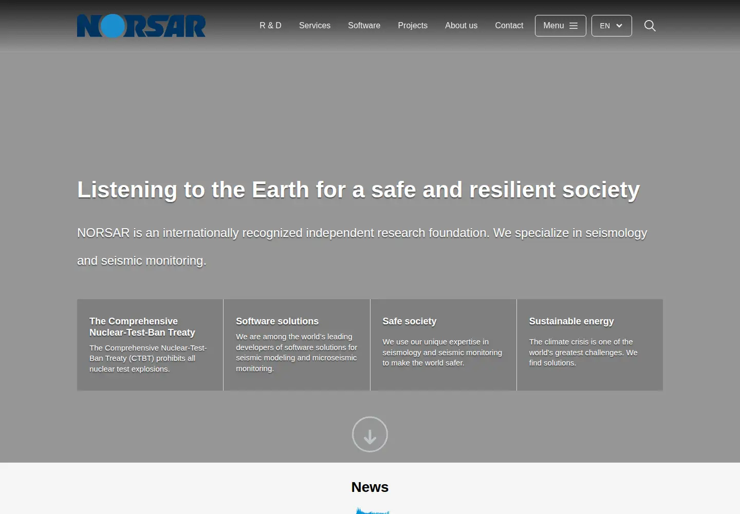 Screenshot of norsar.no