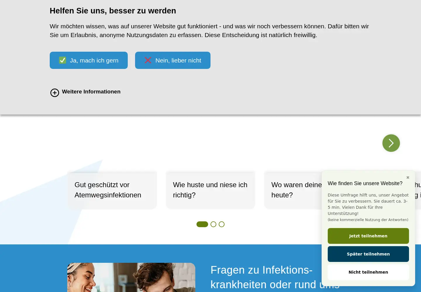 Captured homepage of infektionsschutz.de in the current scan