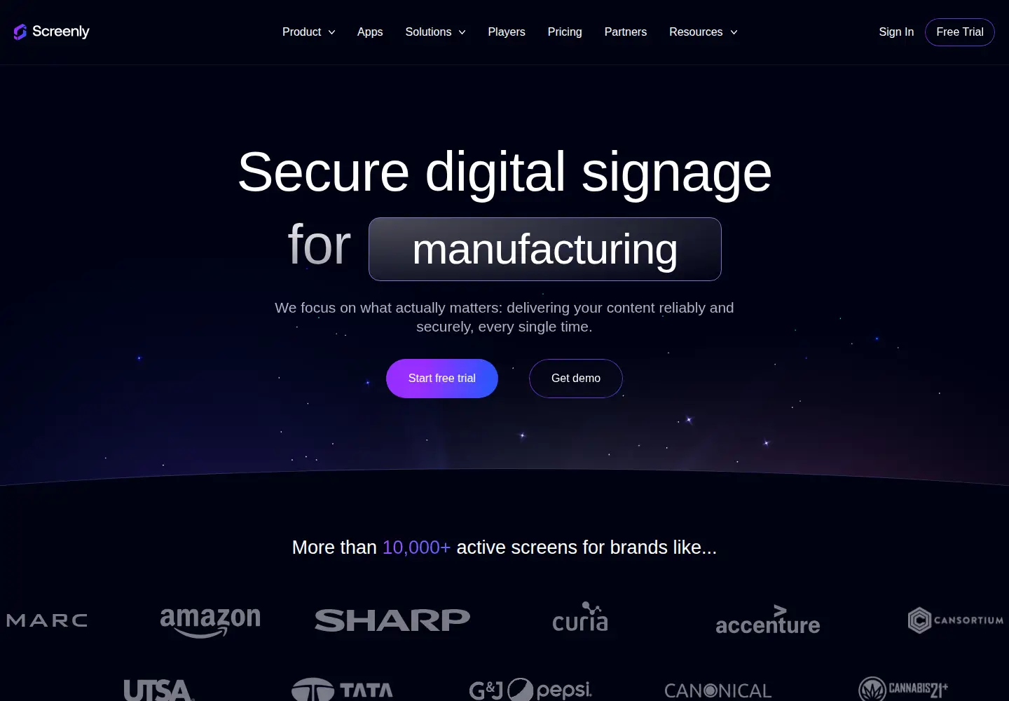 Screenshot of screenly.io