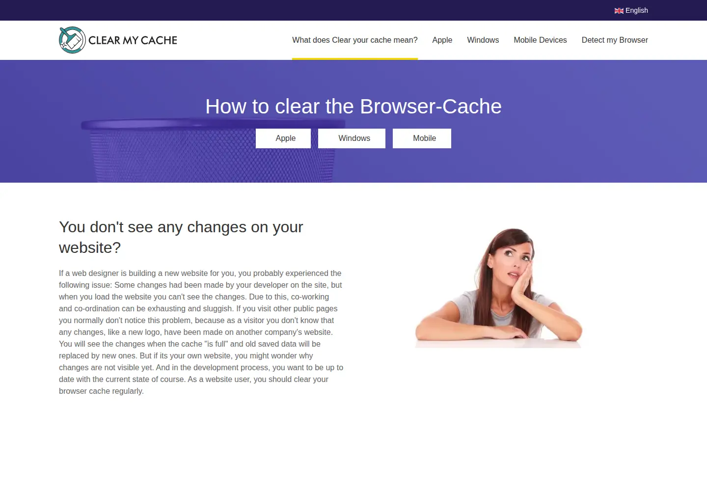 Screenshot of clear-my-cache.com