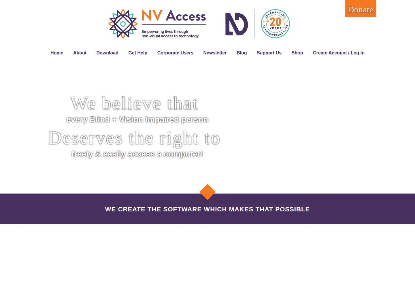 Captured homepage of nvda-project.org in the current scan