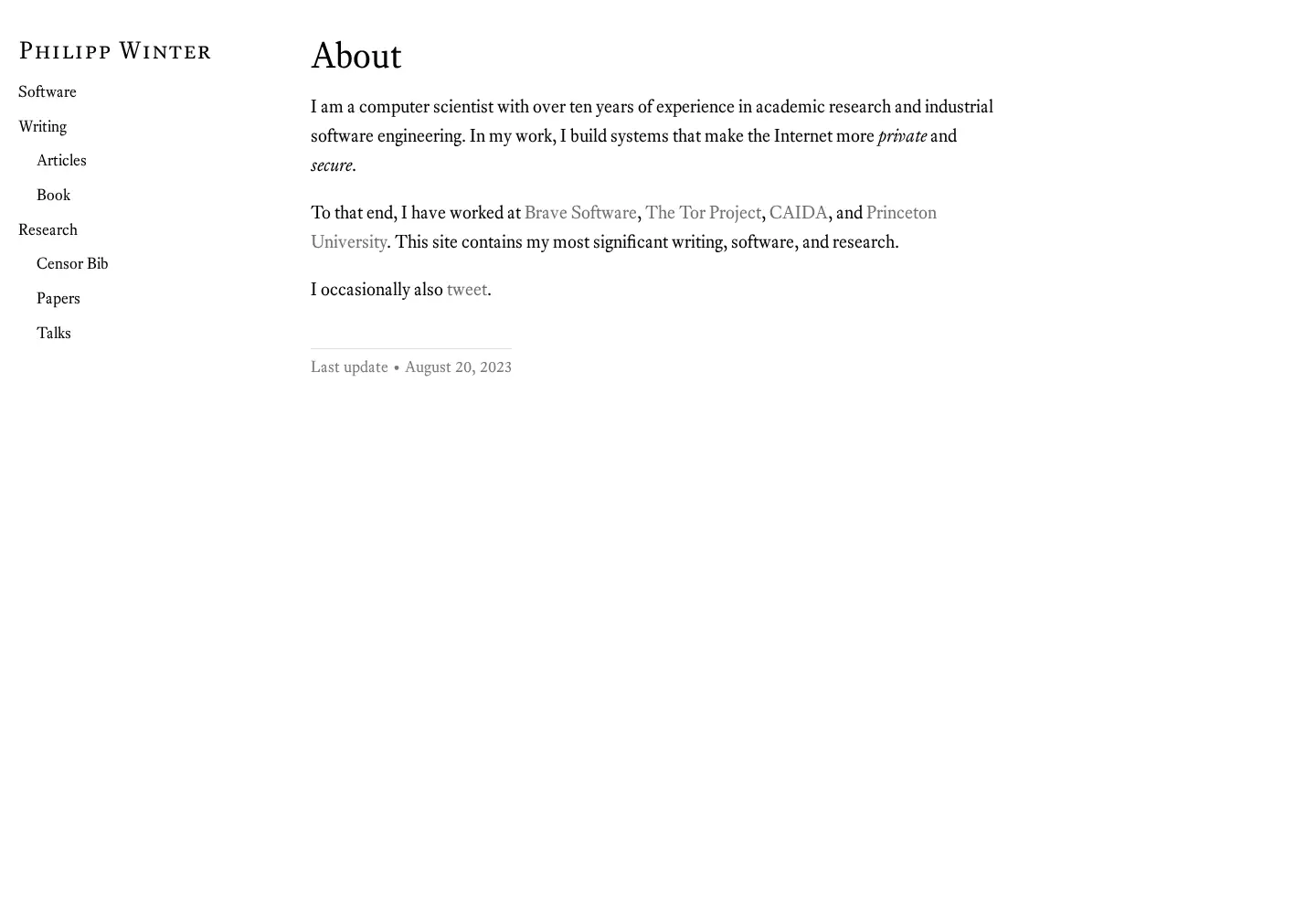 Captured homepage of nymity.ch in the current scan