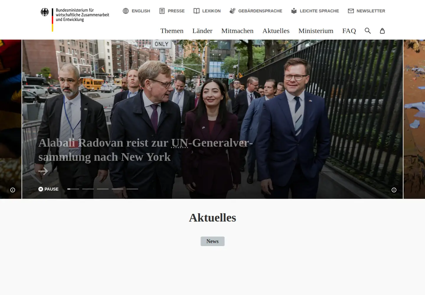 Screenshot of bmz.de