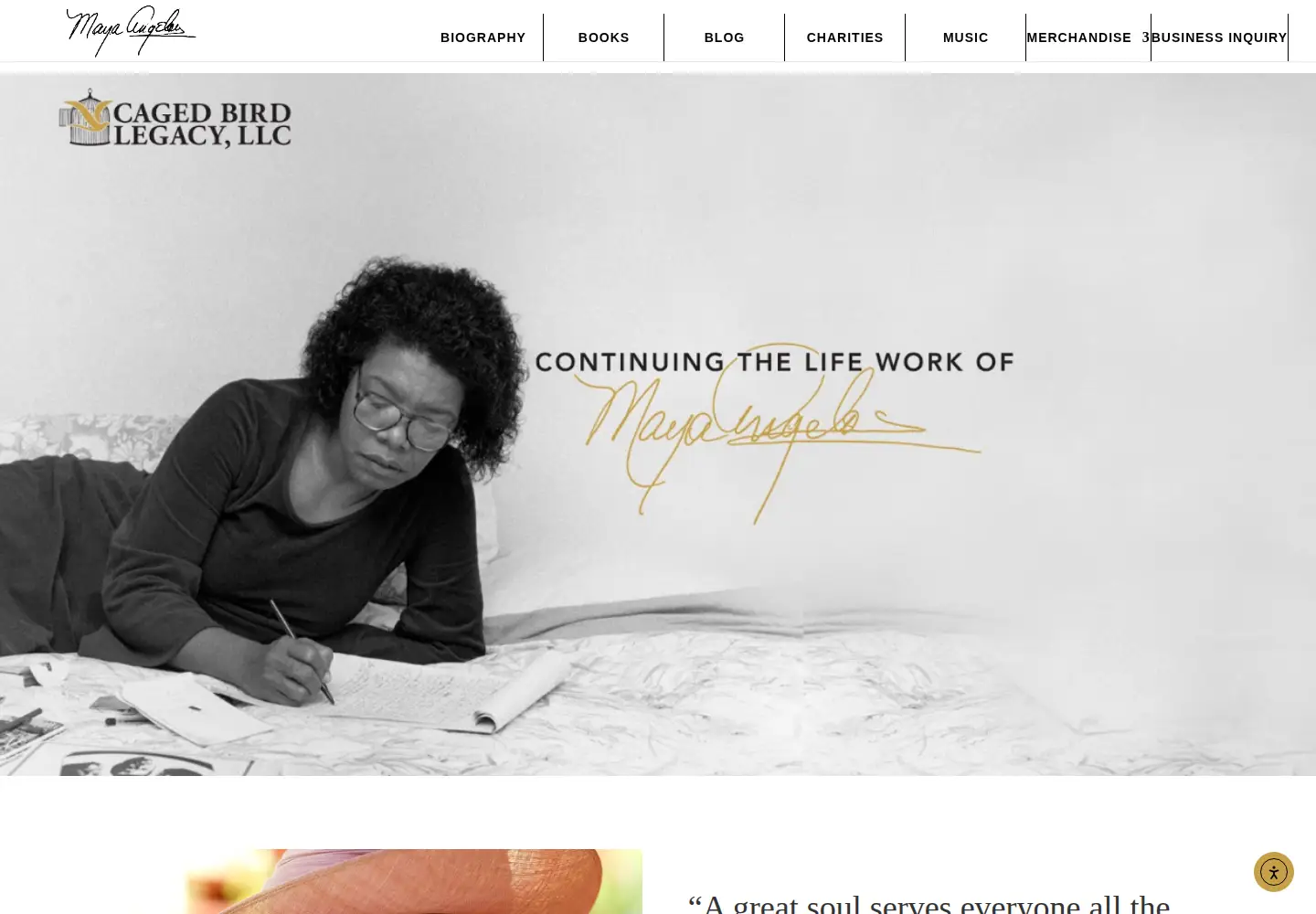 Captured homepage of mayaangelou.com in the current scan