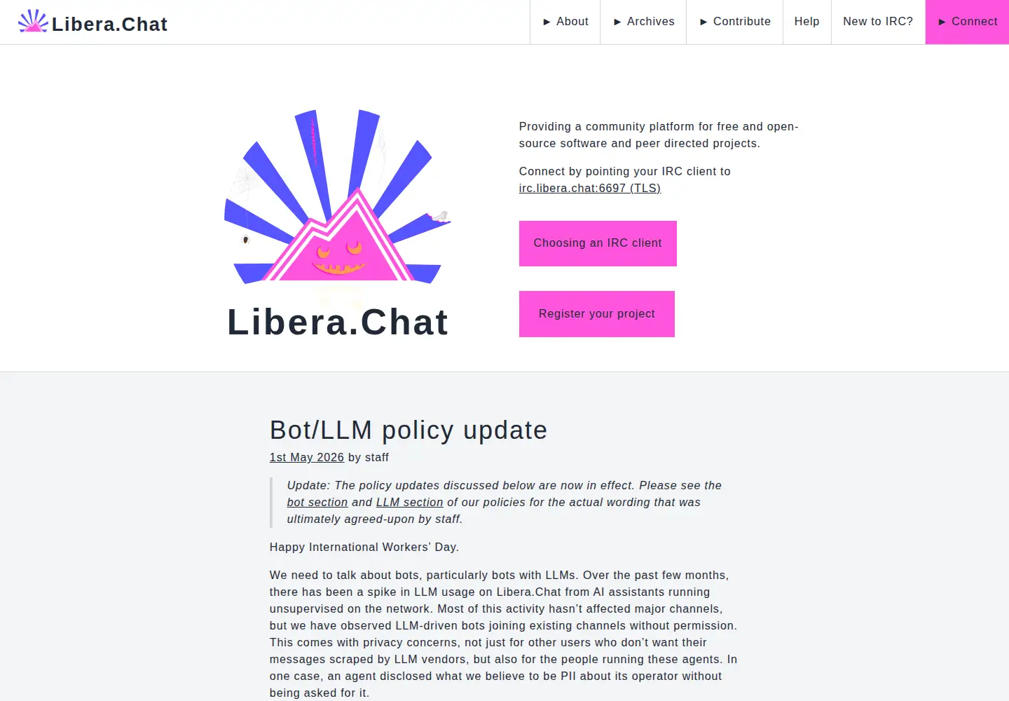 Screenshot of libera.chat