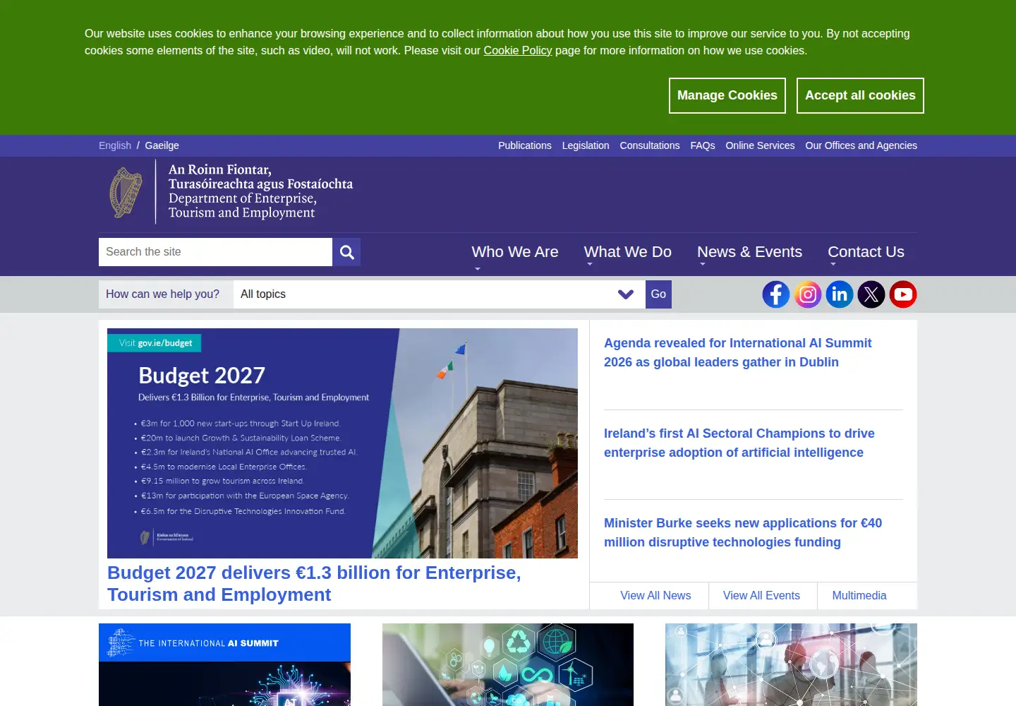 Screenshot of dbei.gov.ie
