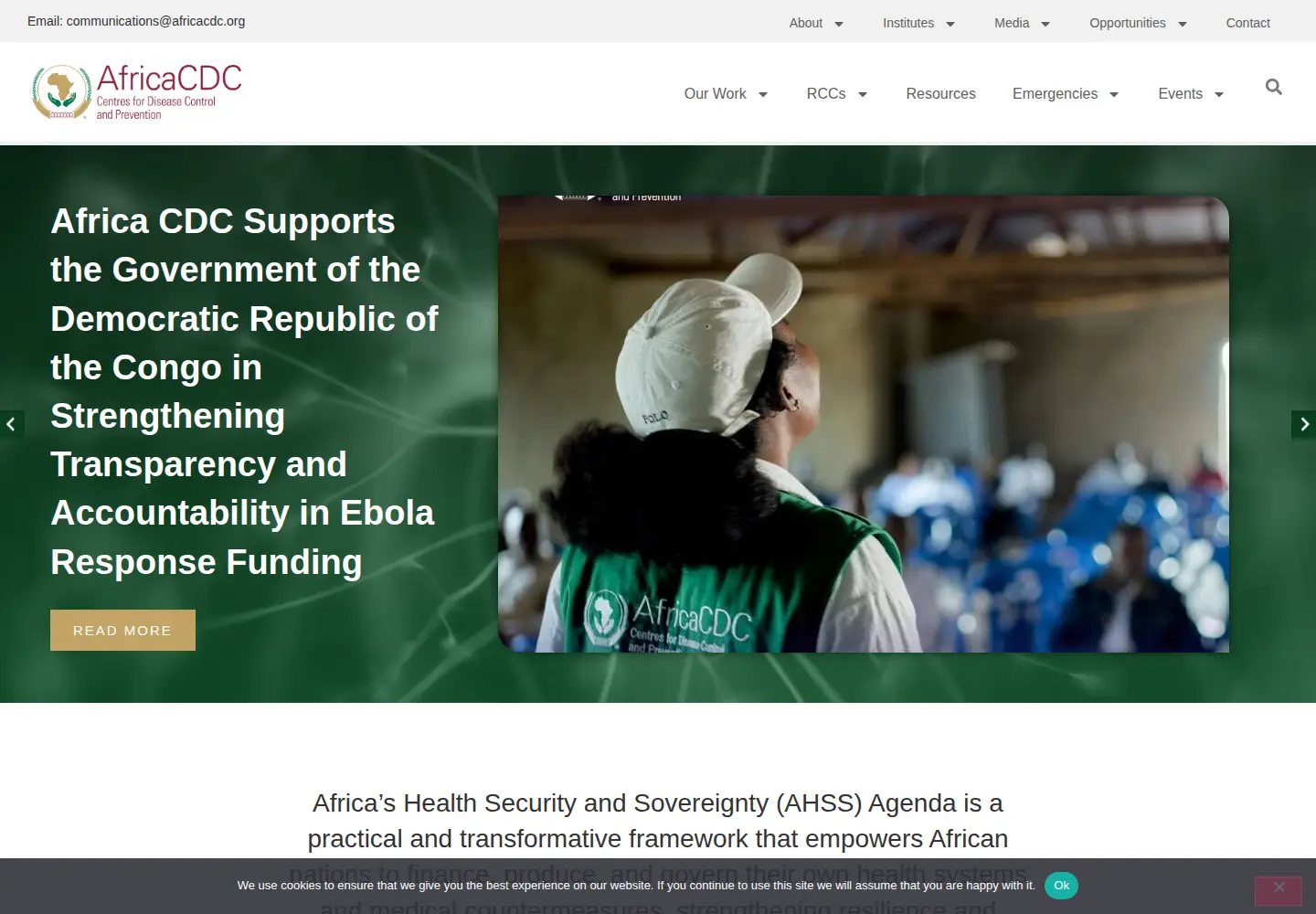 Captured homepage of africacdc.org in the current scan