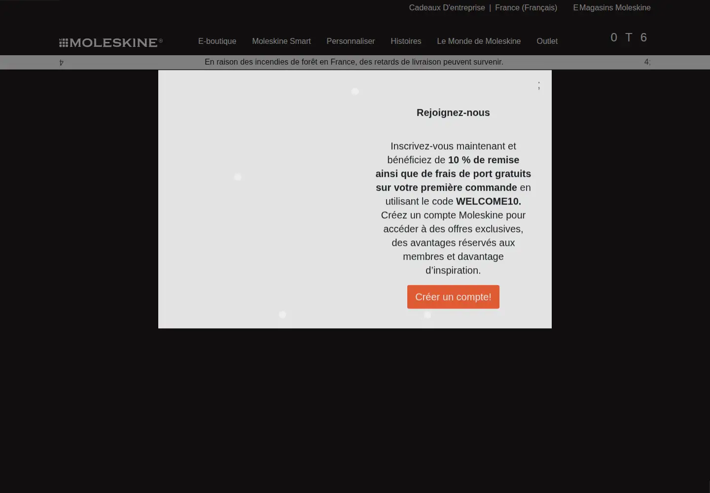 Screenshot of moleskine.com