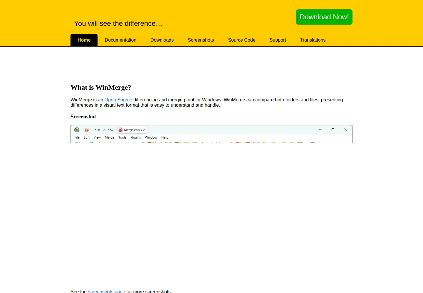 Screenshot of winmerge.org