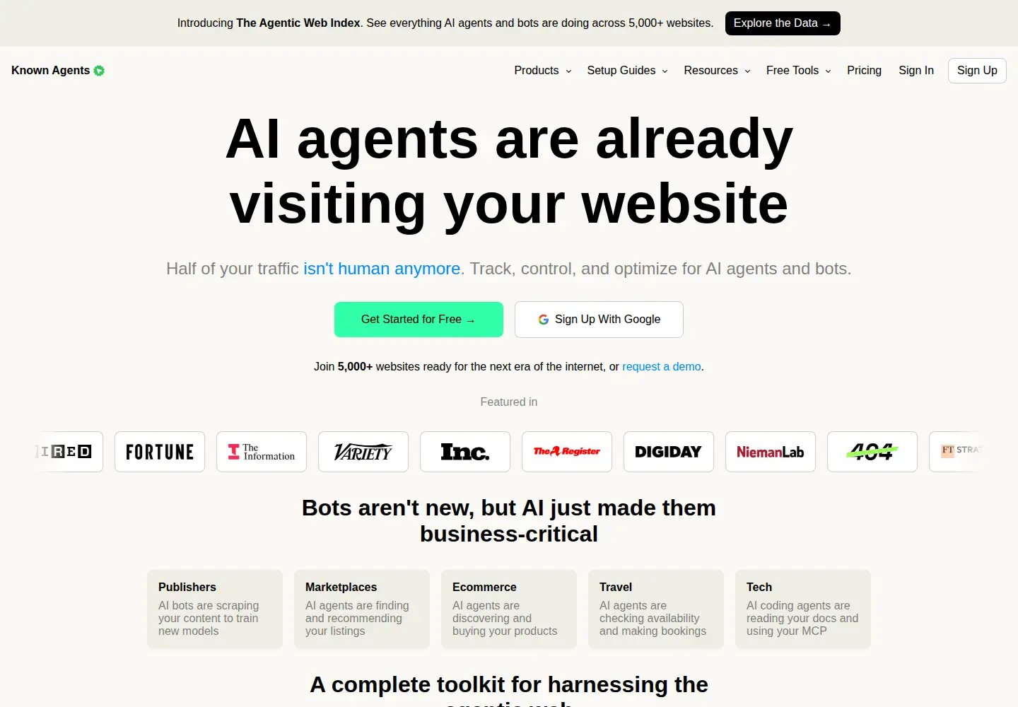 Screenshot of darkvisitors.com