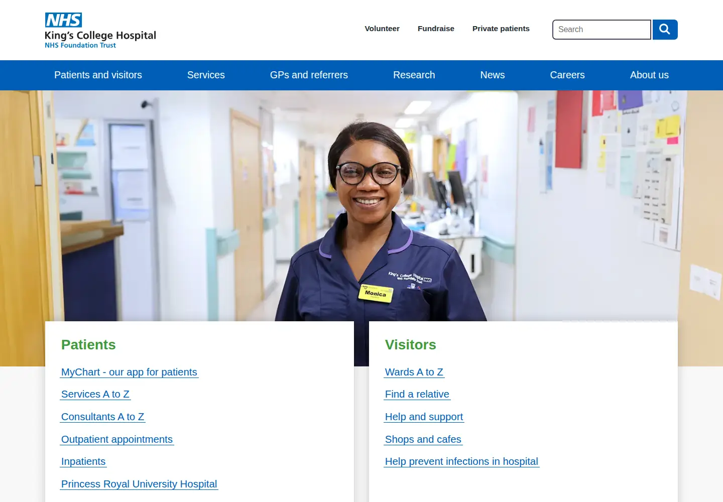 Screenshot of kch.nhs.uk