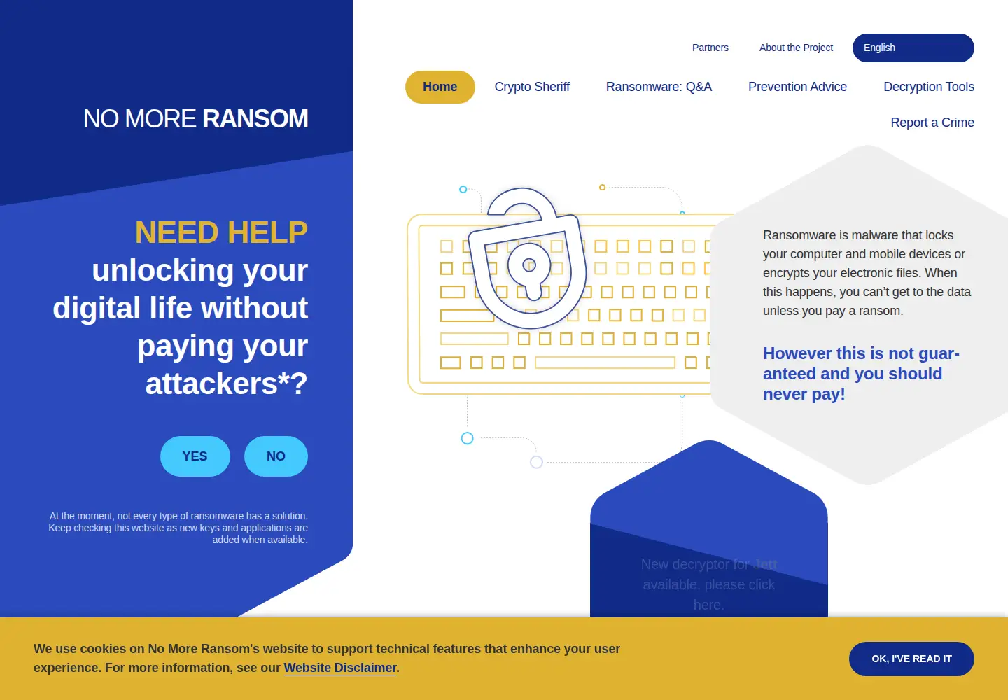 Captured homepage of nomoreransom.org in the current scan