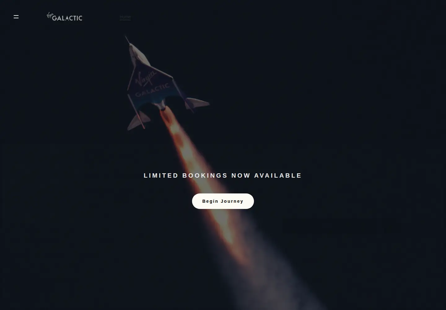 Captured homepage of virgingalactic.com in the current scan