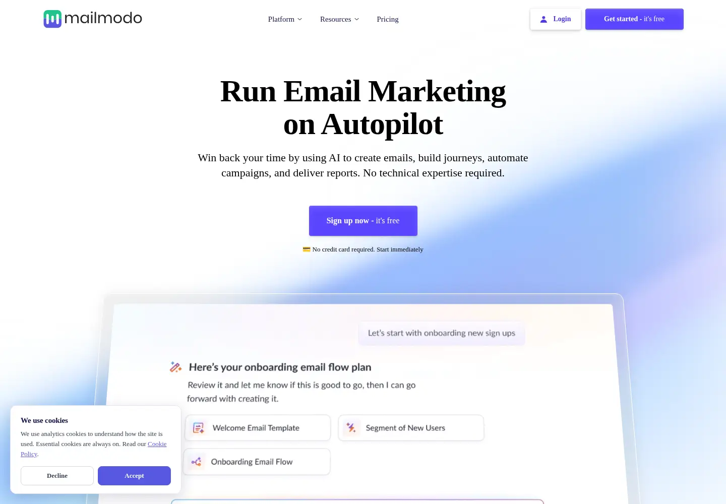 Captured homepage of mailmodo.com in the current scan