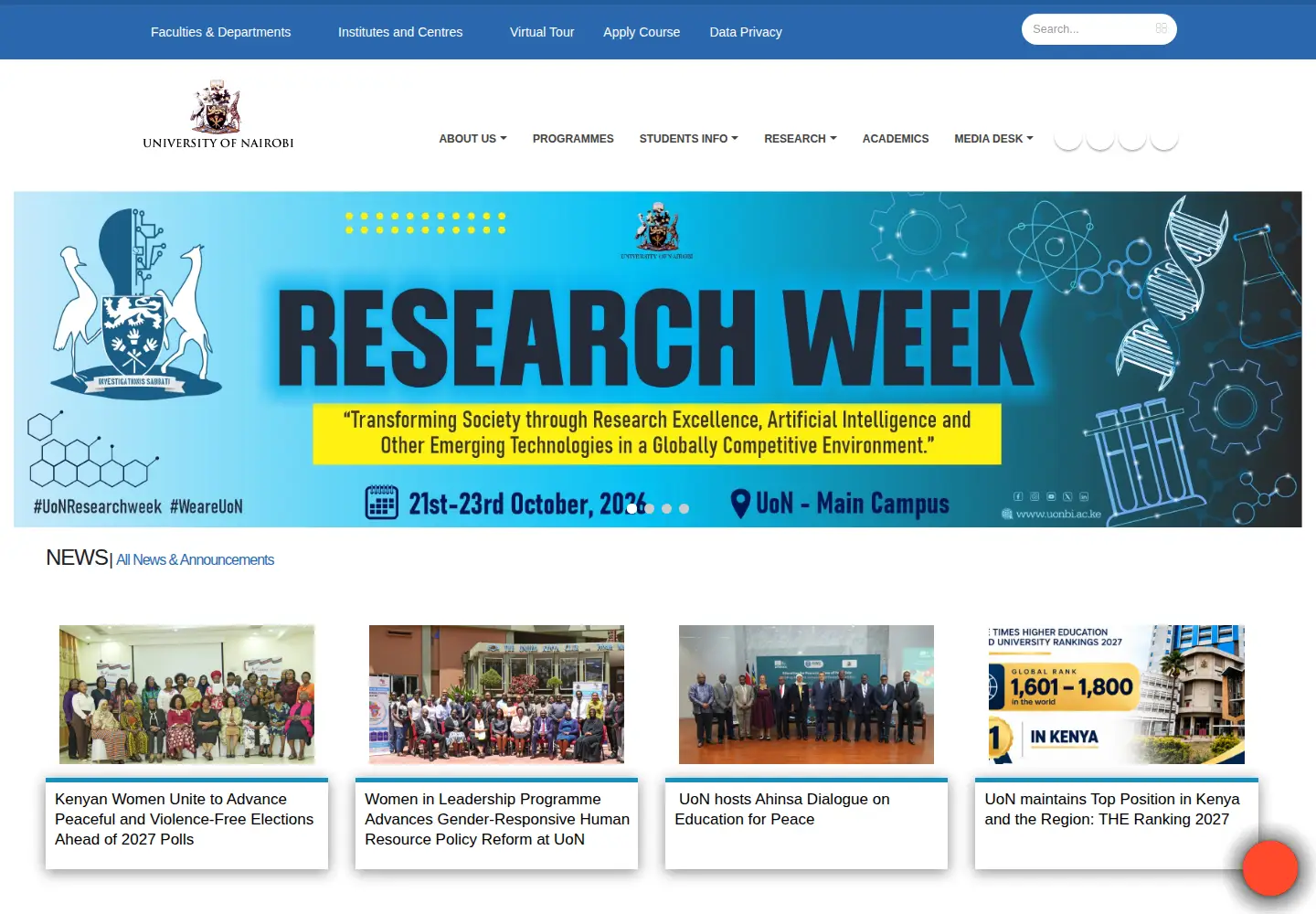 Screenshot of uonbi.ac.ke
