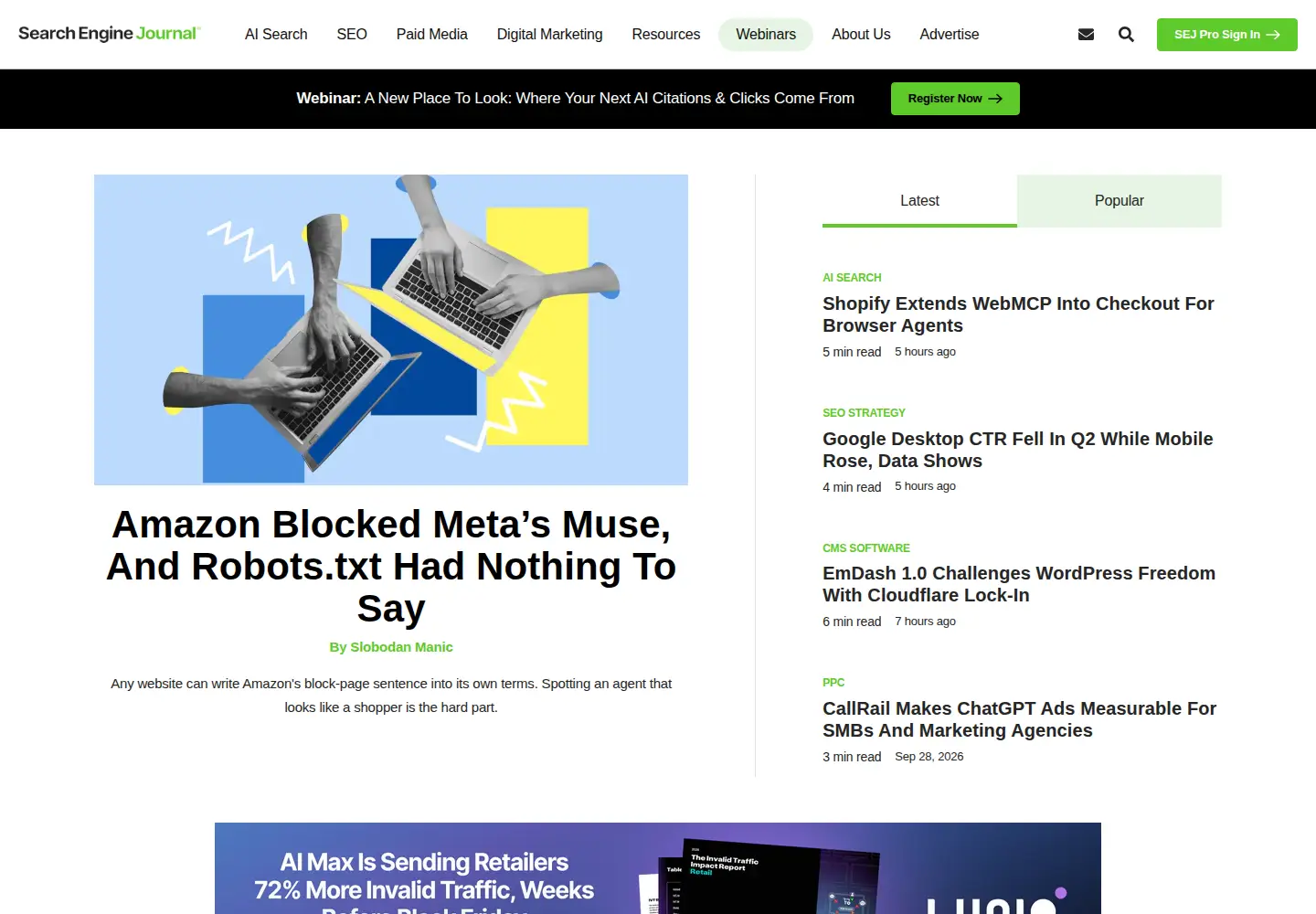 Screenshot of searchenginejournal.com