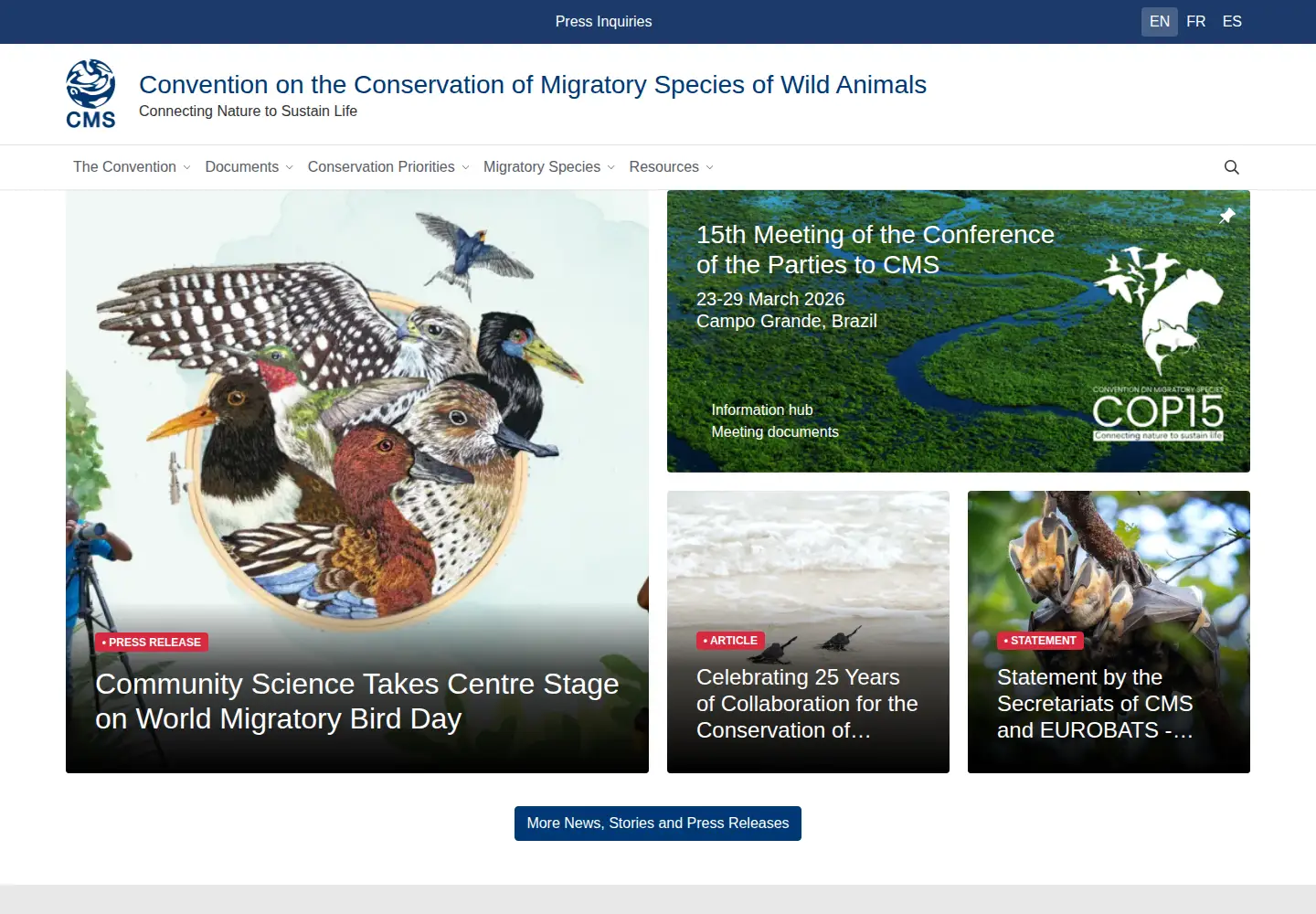 Captured homepage of cms.int in the current scan