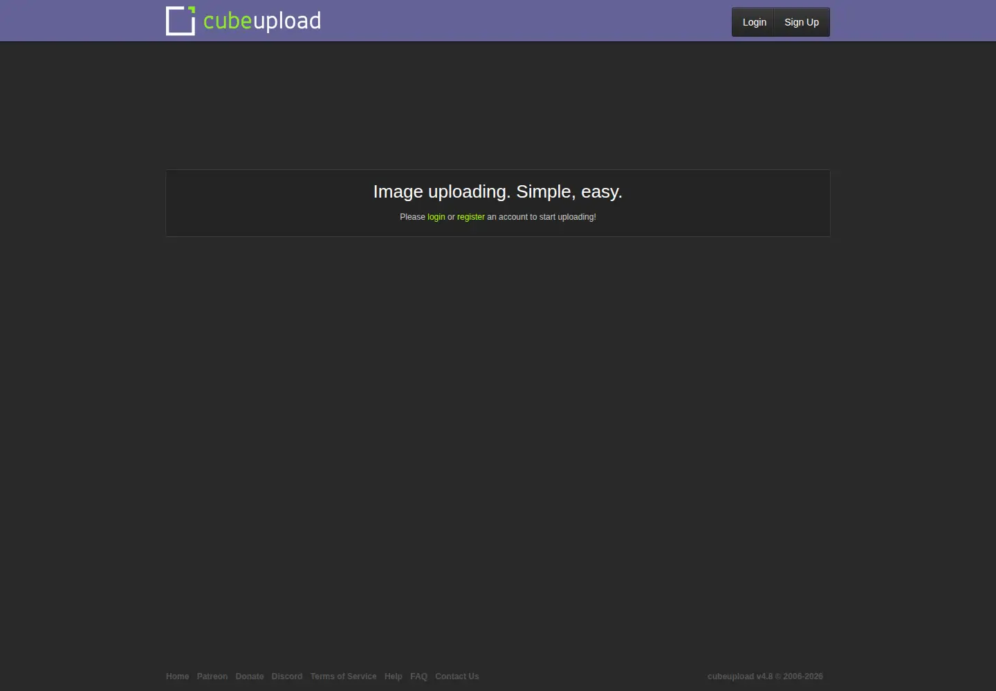 Captured homepage of cubeupload.com in the current scan