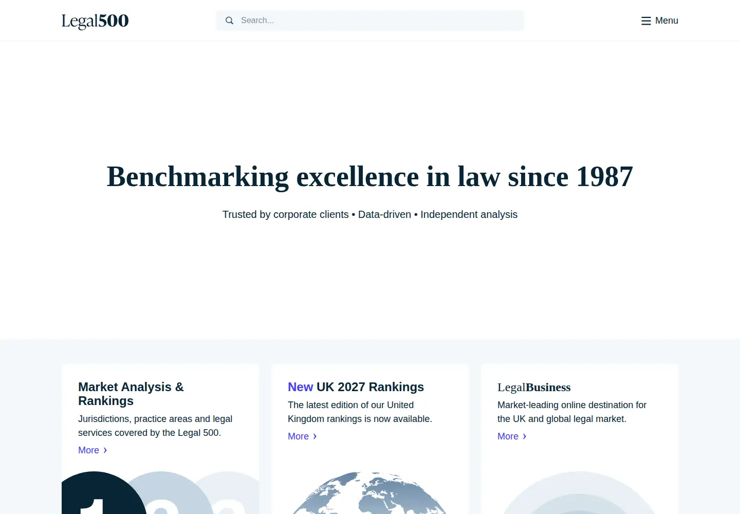 Captured homepage of legal500.com in the current scan
