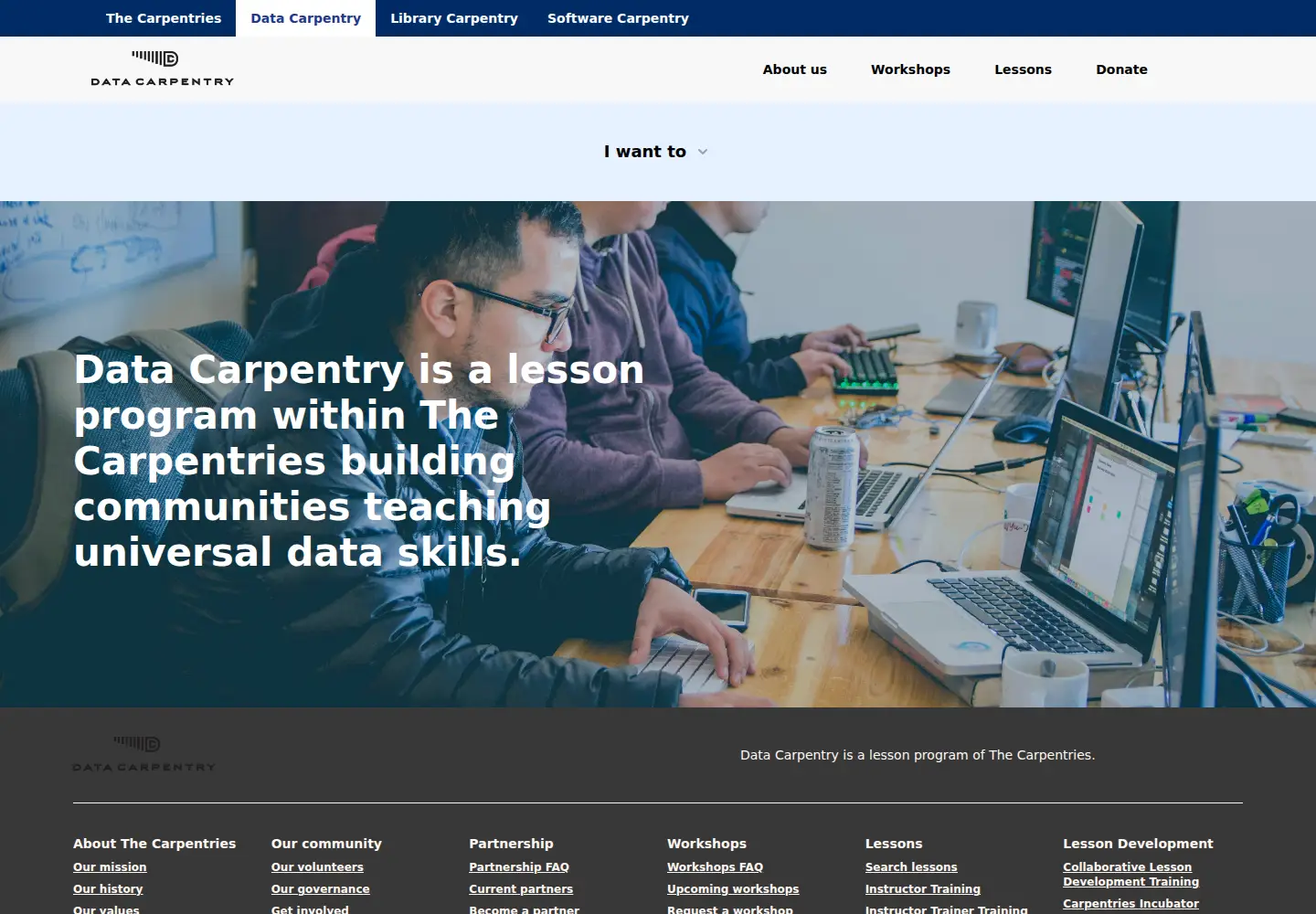 Captured homepage of datacarpentry.org in the current scan