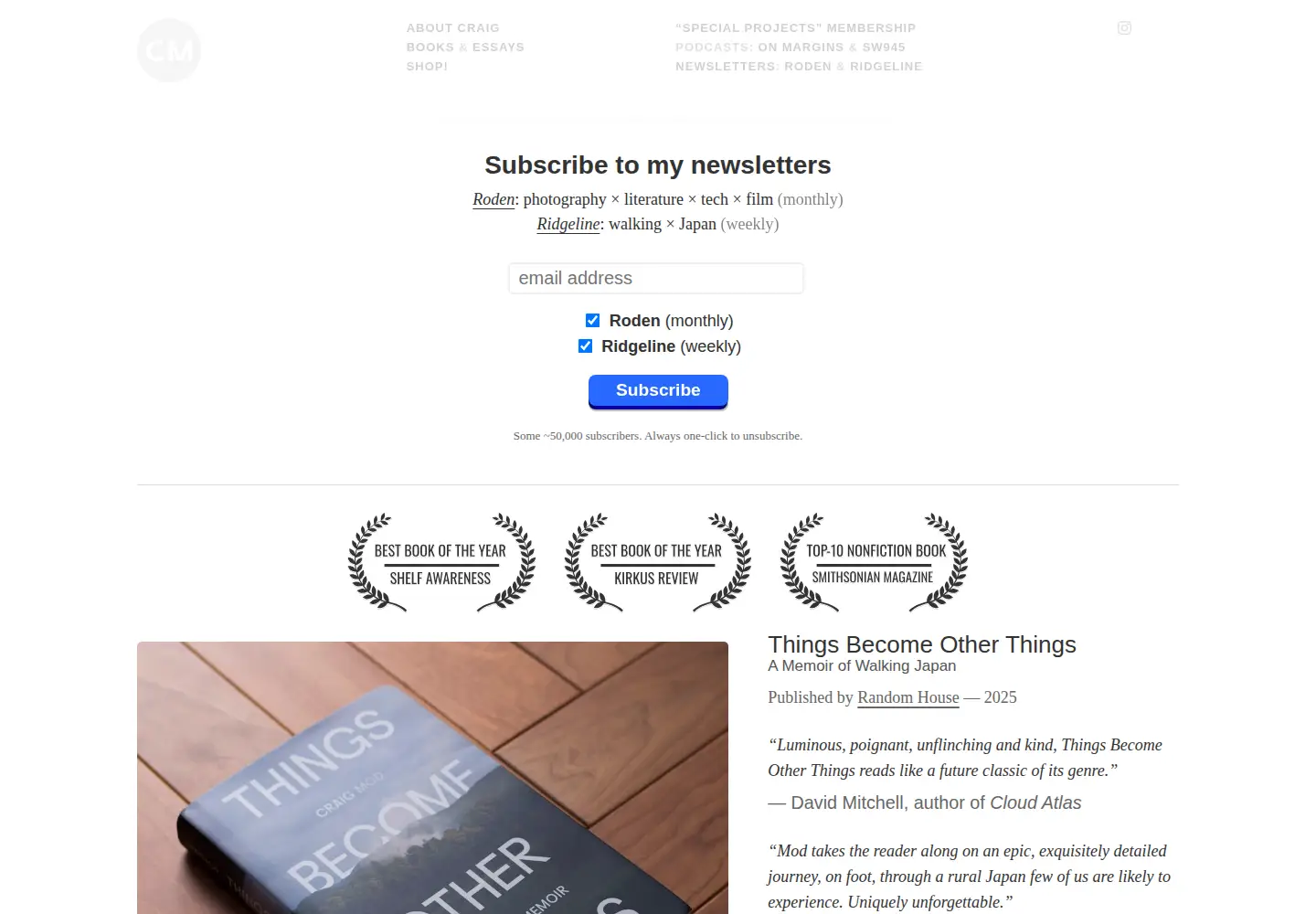 Screenshot of craigmod.com