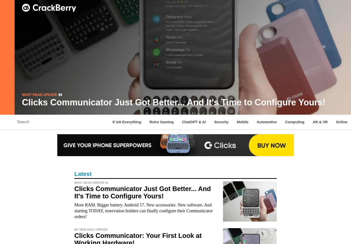 Screenshot of crackberry.com