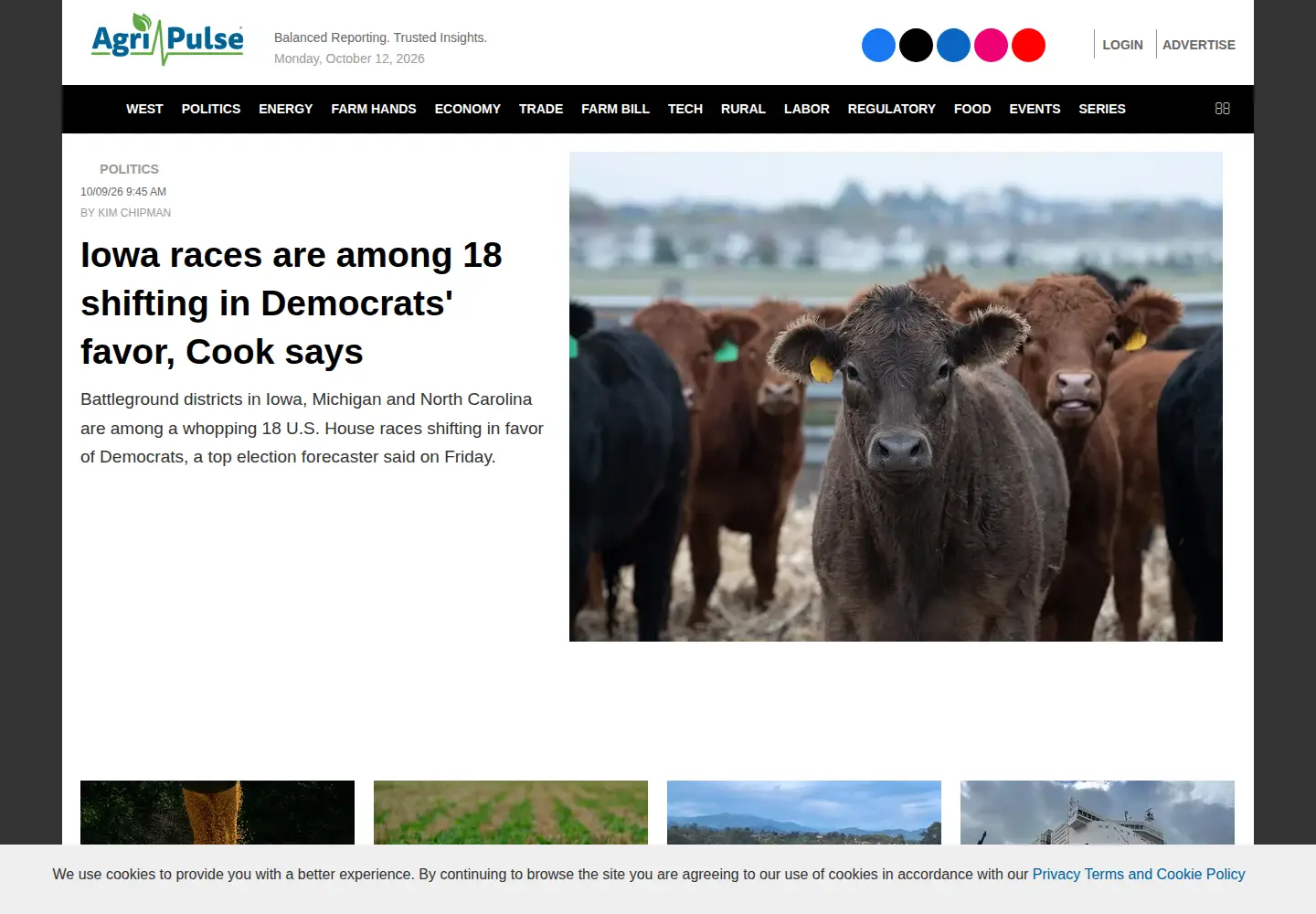 Captured homepage of agri-pulse.com in the current scan