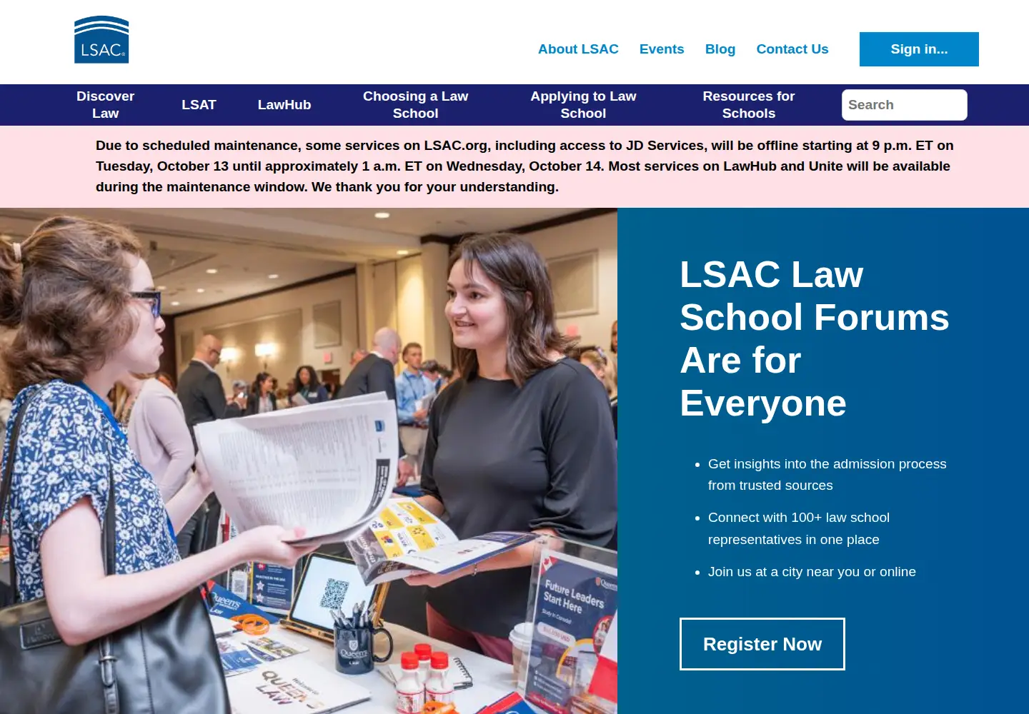 Captured homepage of lsac.org in the current scan
