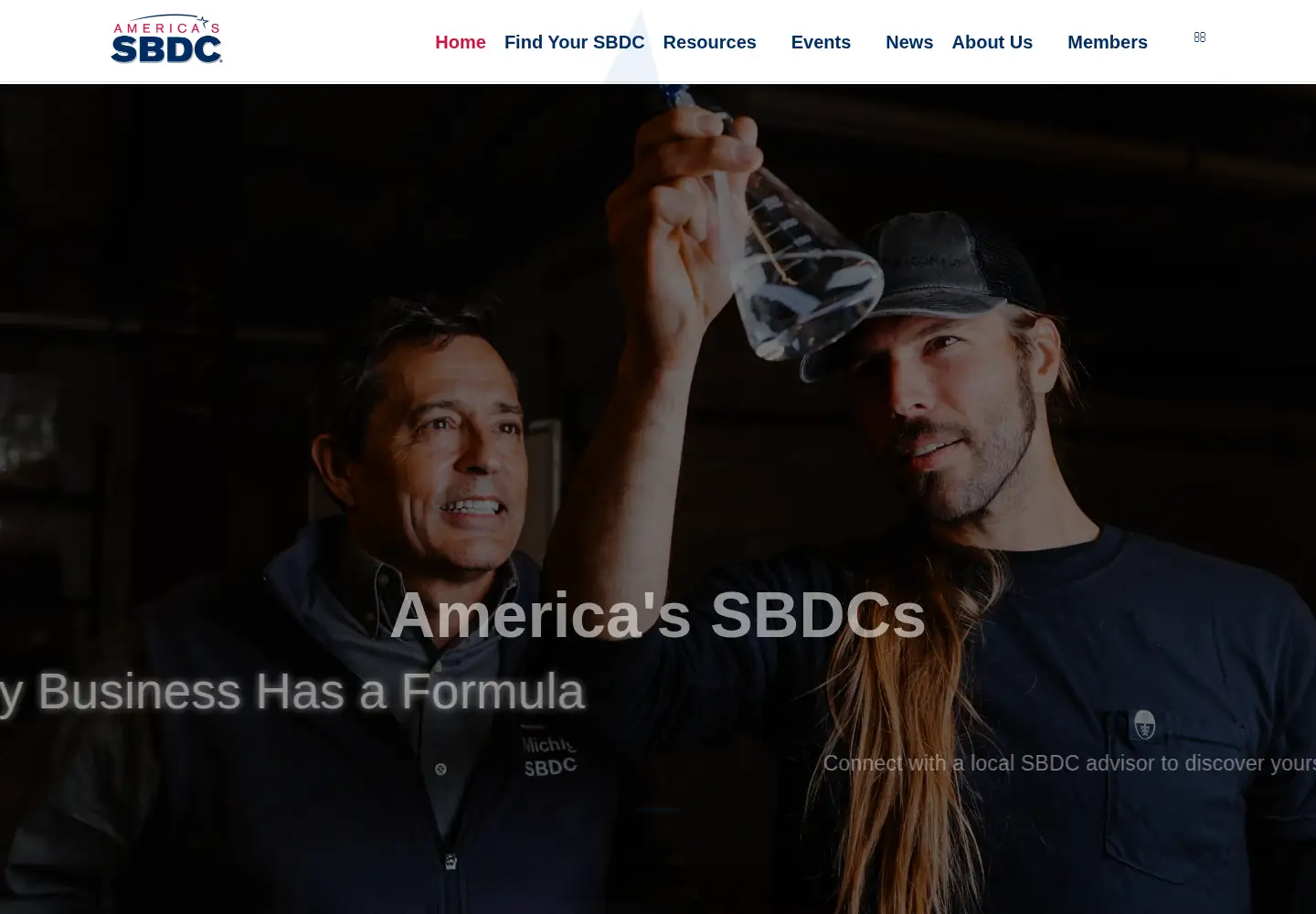 Captured homepage of americassbdc.org in the current scan