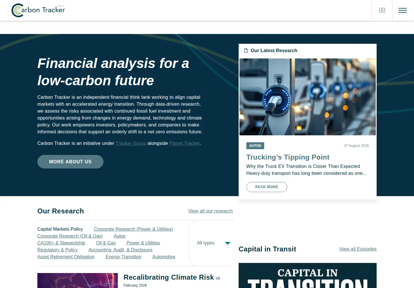 Captured homepage of carbontracker.org in the current scan