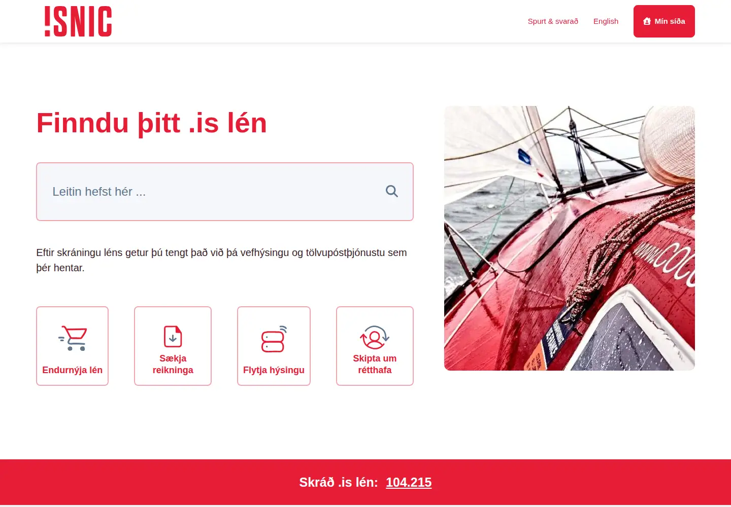 Captured homepage of isnic.is in the current scan
