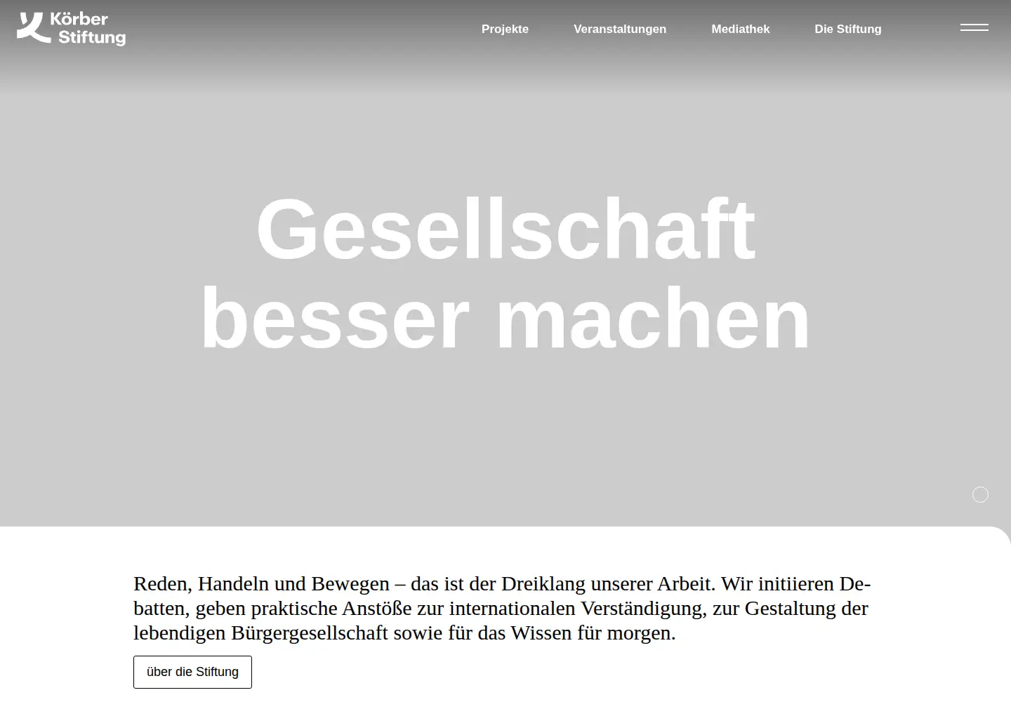 Captured homepage of koerber-stiftung.de in the current scan