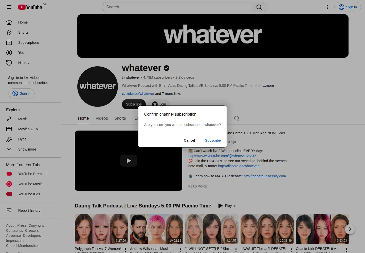 Captured homepage of whatever.com in the current scan
