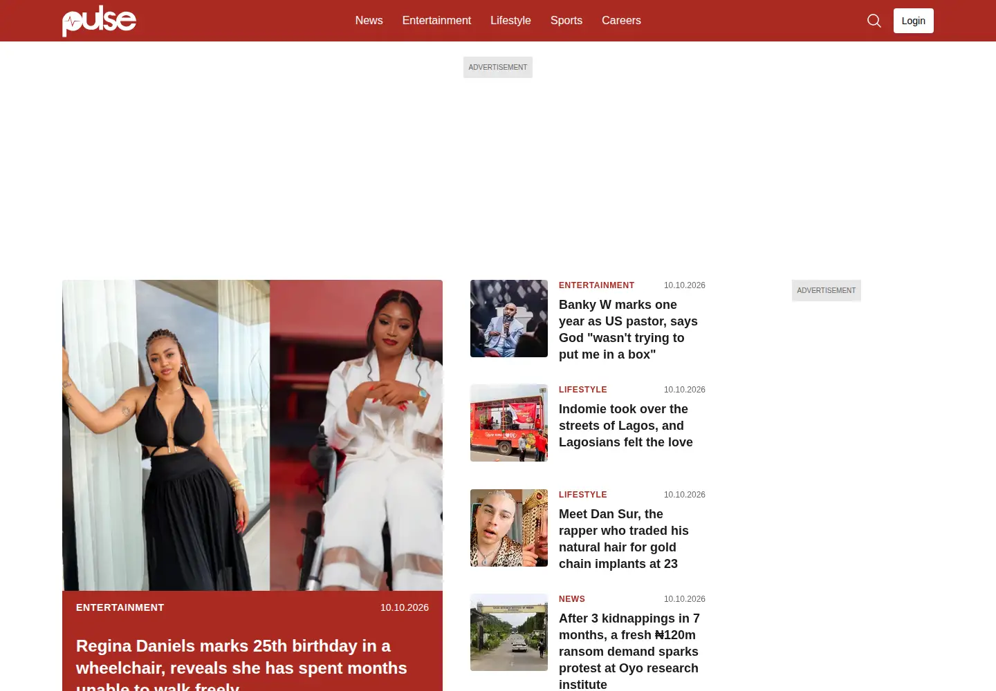 Captured homepage of pulse.ng in the current scan