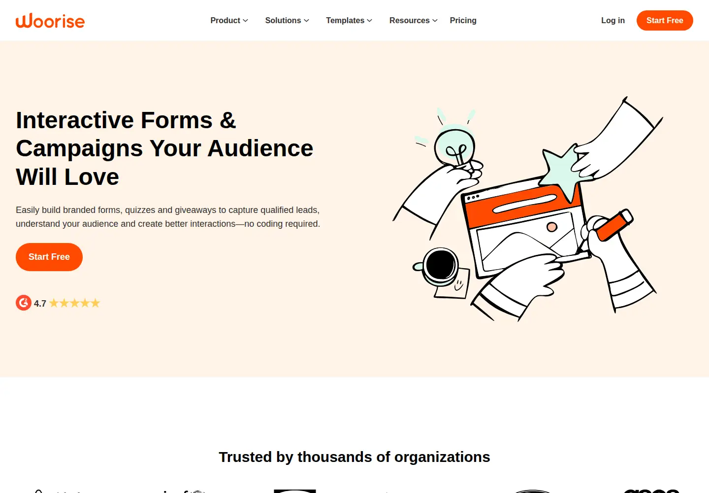 Captured homepage of woorise.com in the current scan