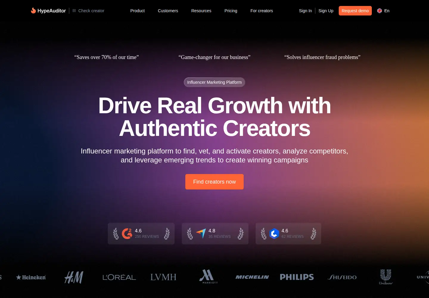 Screenshot of hypeauditor.com