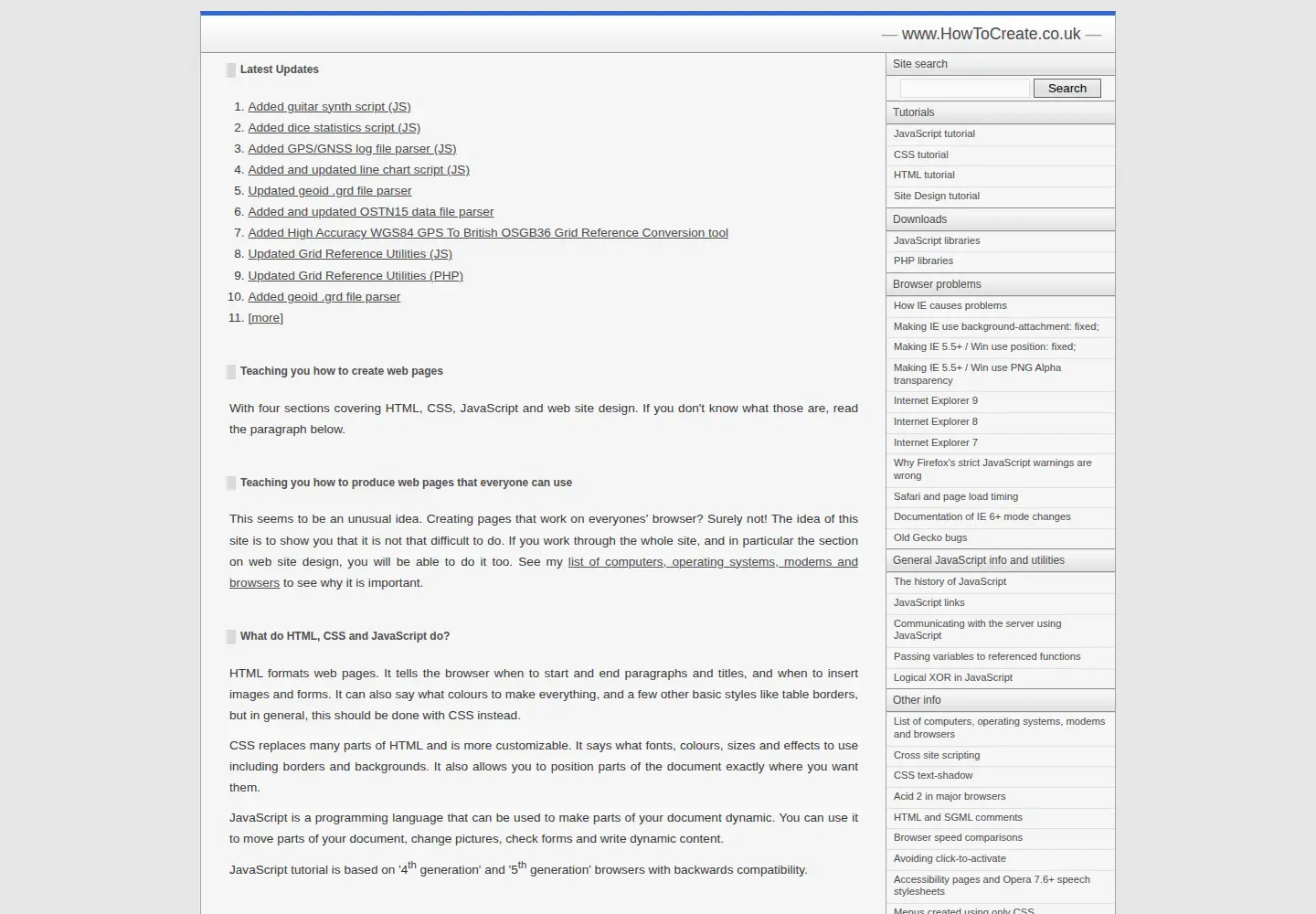 Screenshot of howtocreate.co.uk