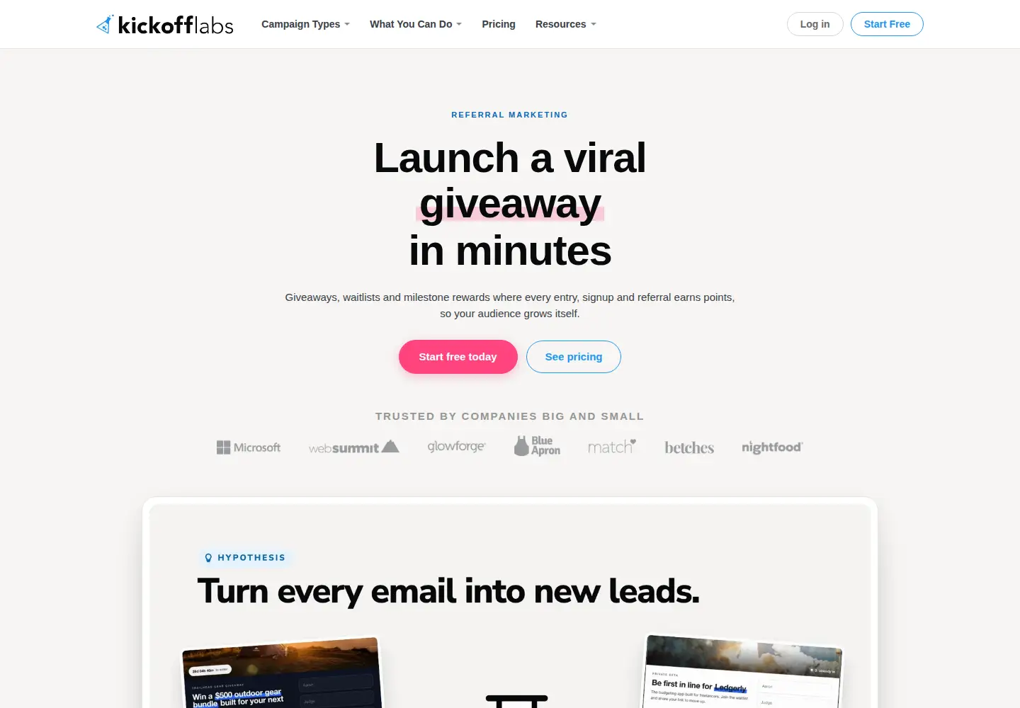 Screenshot of kickofflabs.com