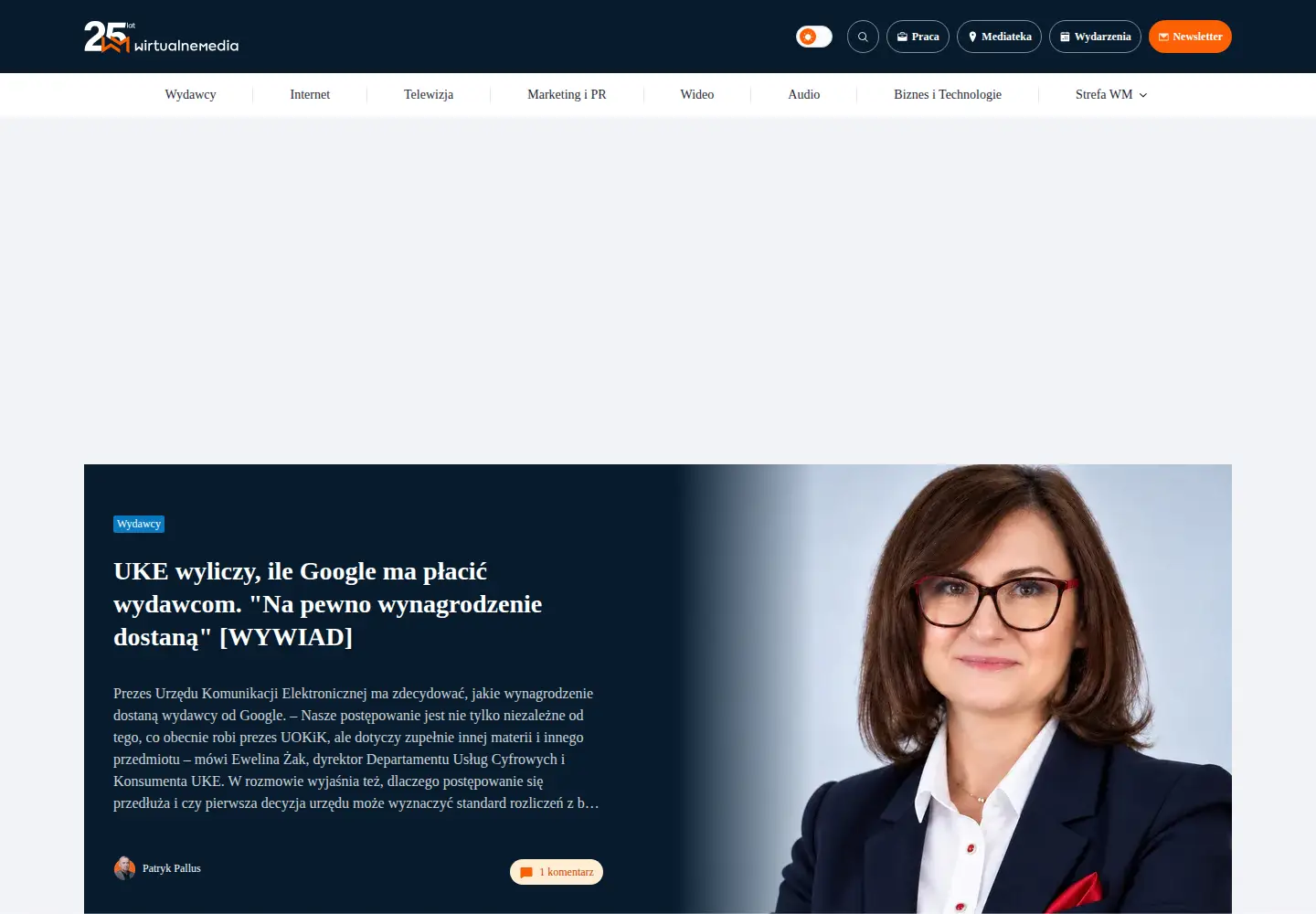 Captured homepage of wirtualnemedia.pl in the current scan