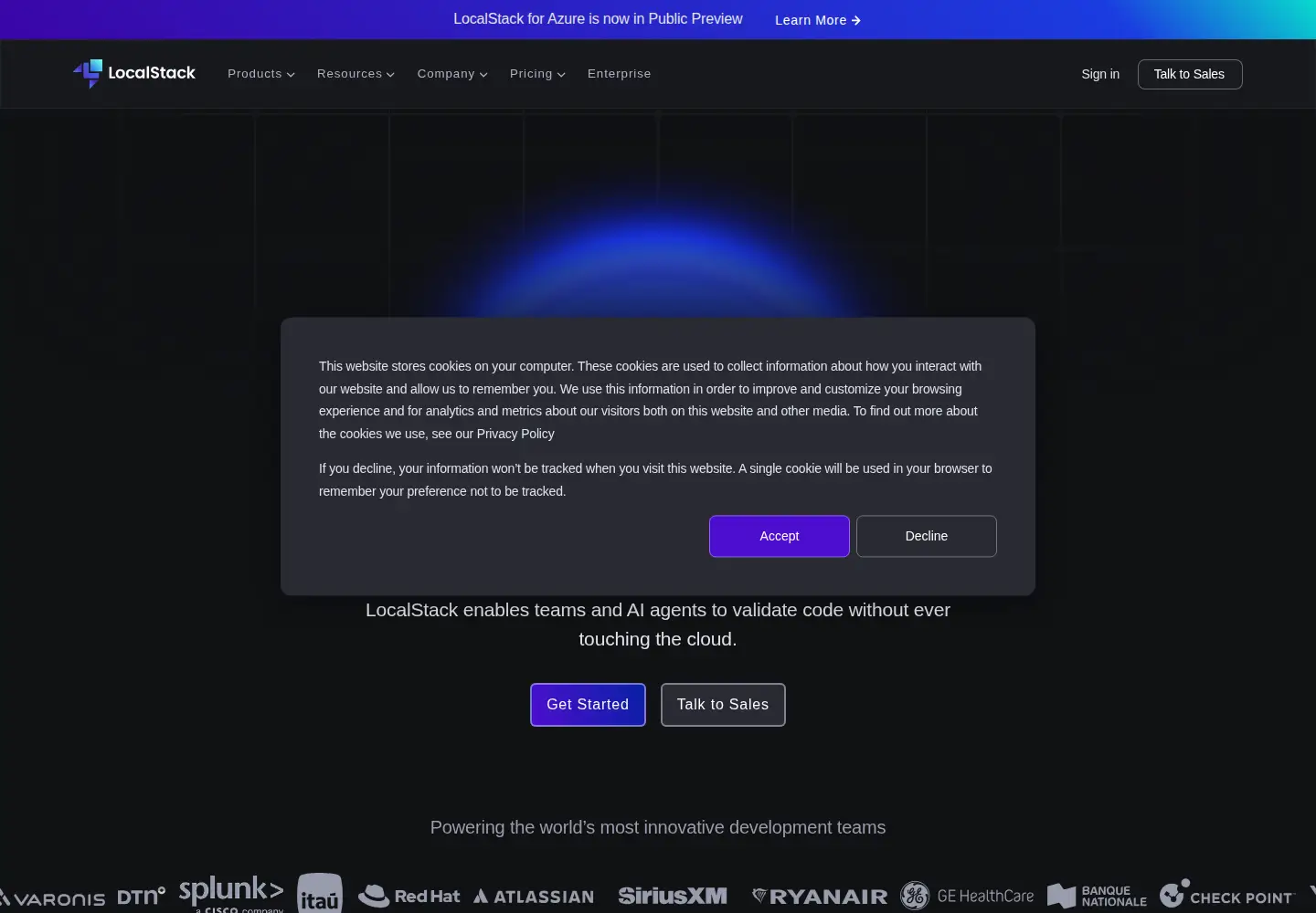 Captured homepage of localstack.cloud in the current scan