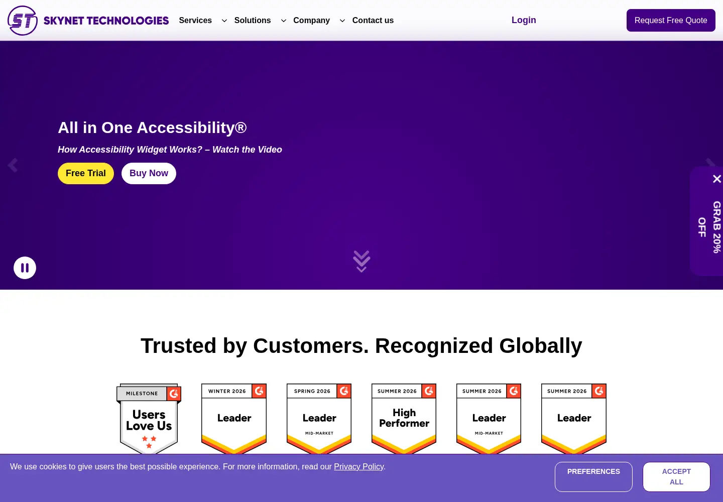 Screenshot of skynettechnologies.com