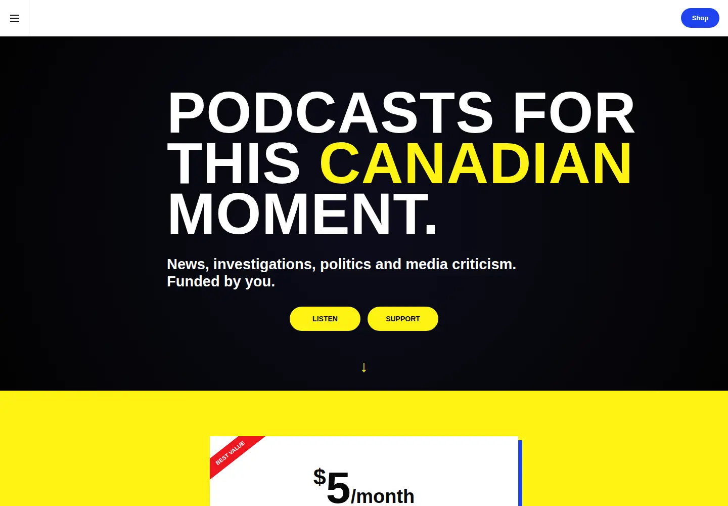 Captured homepage of canadalandshow.com in the current scan