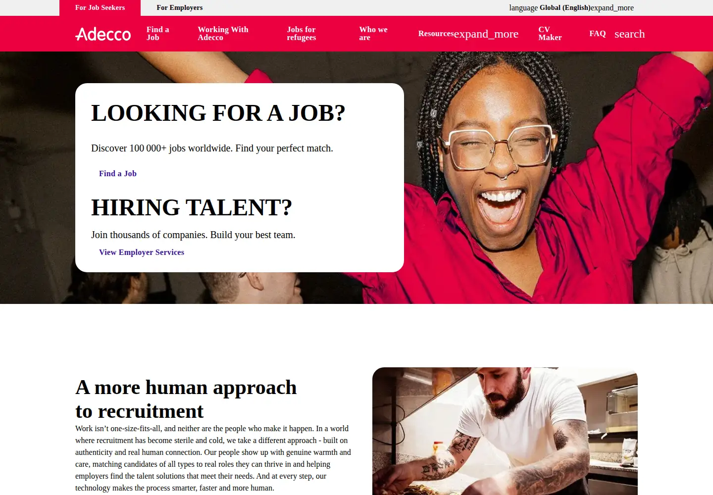 Screenshot of adecco.com