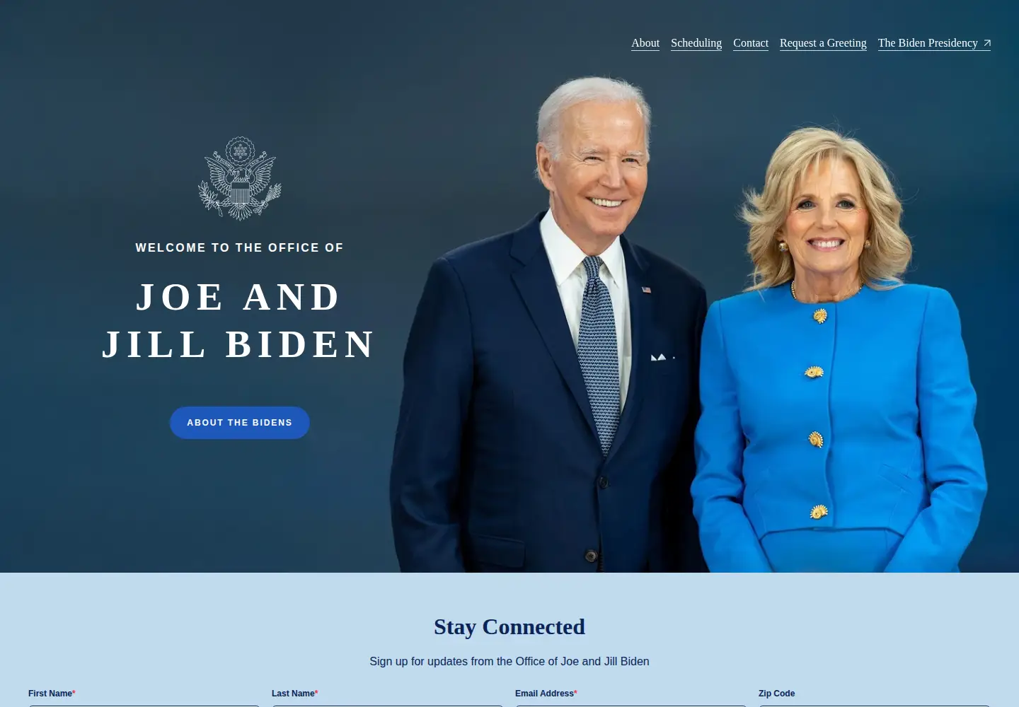 Captured homepage of joebiden.com in the current scan