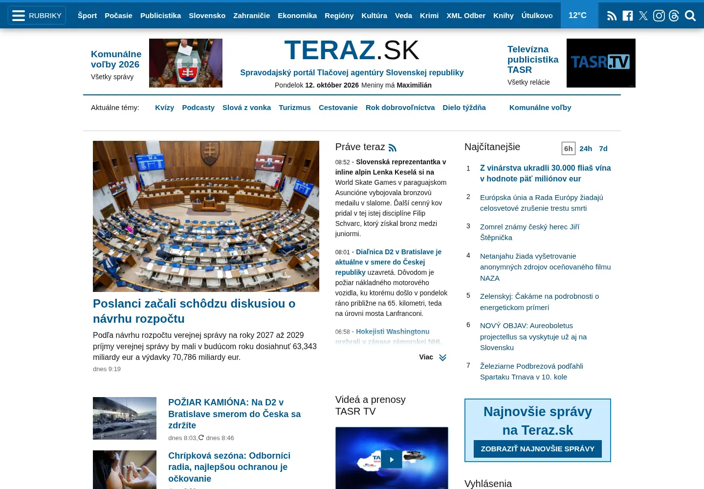 Screenshot of teraz.sk