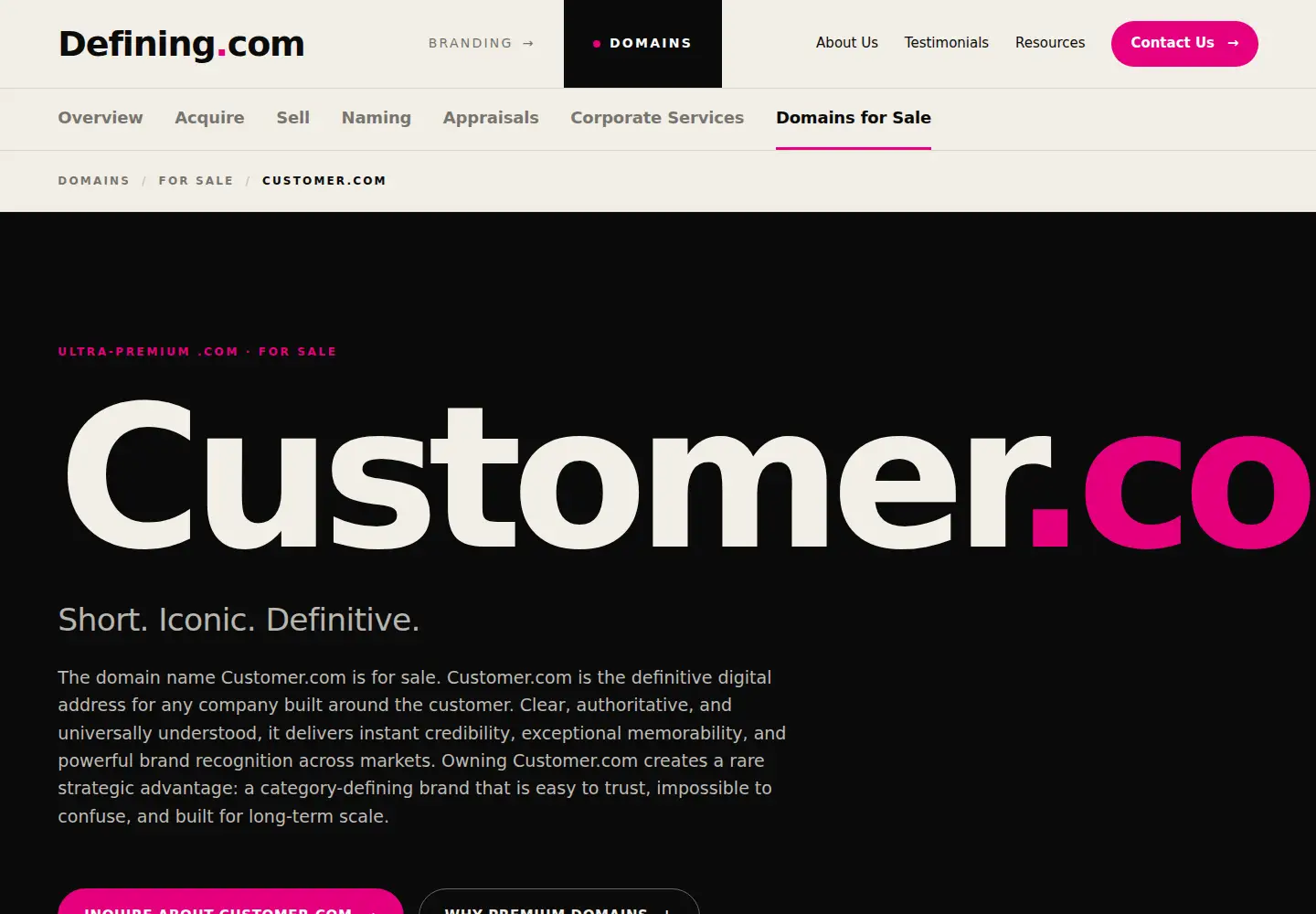 Screenshot of customer.com