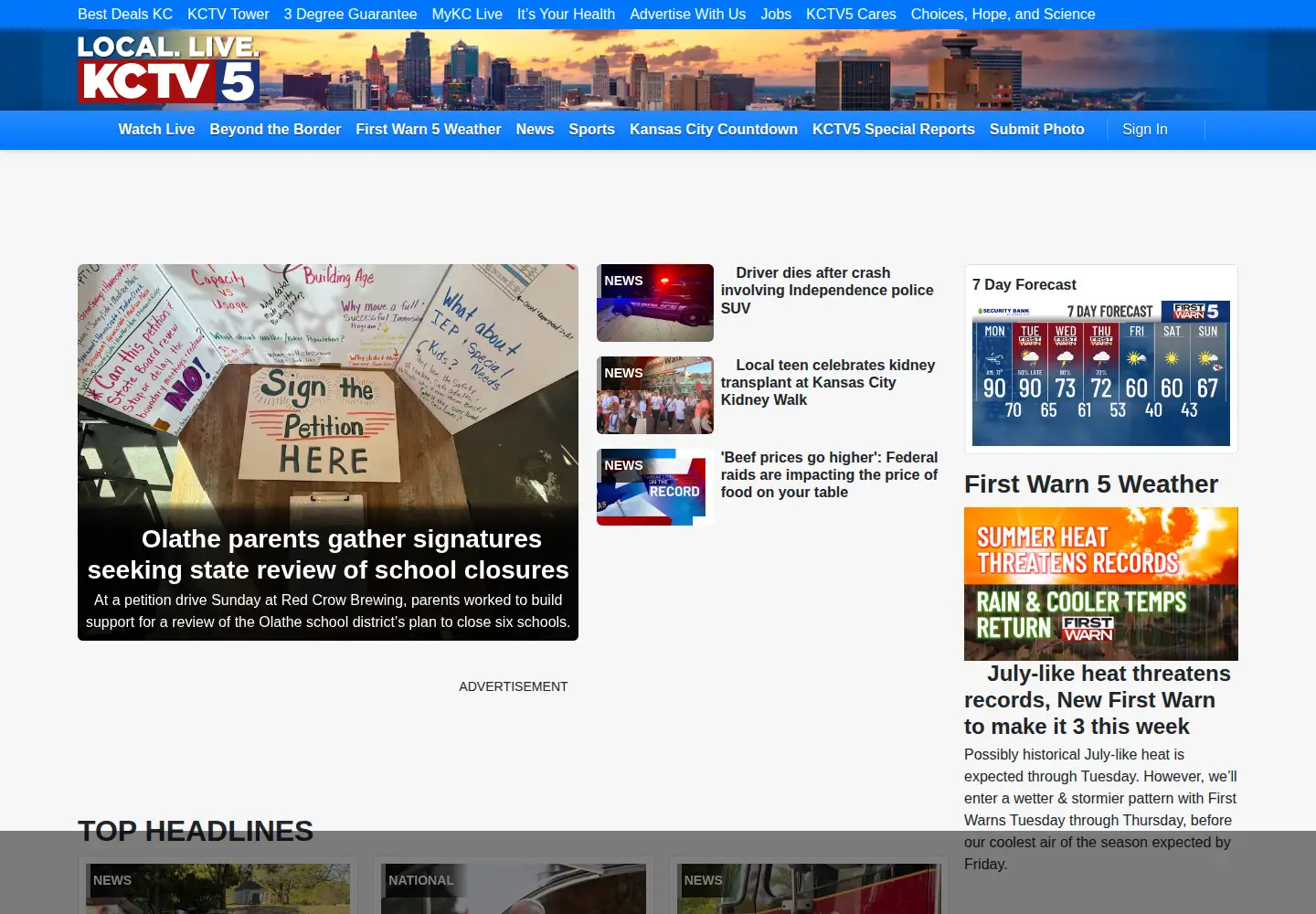 Screenshot of kctv5.com